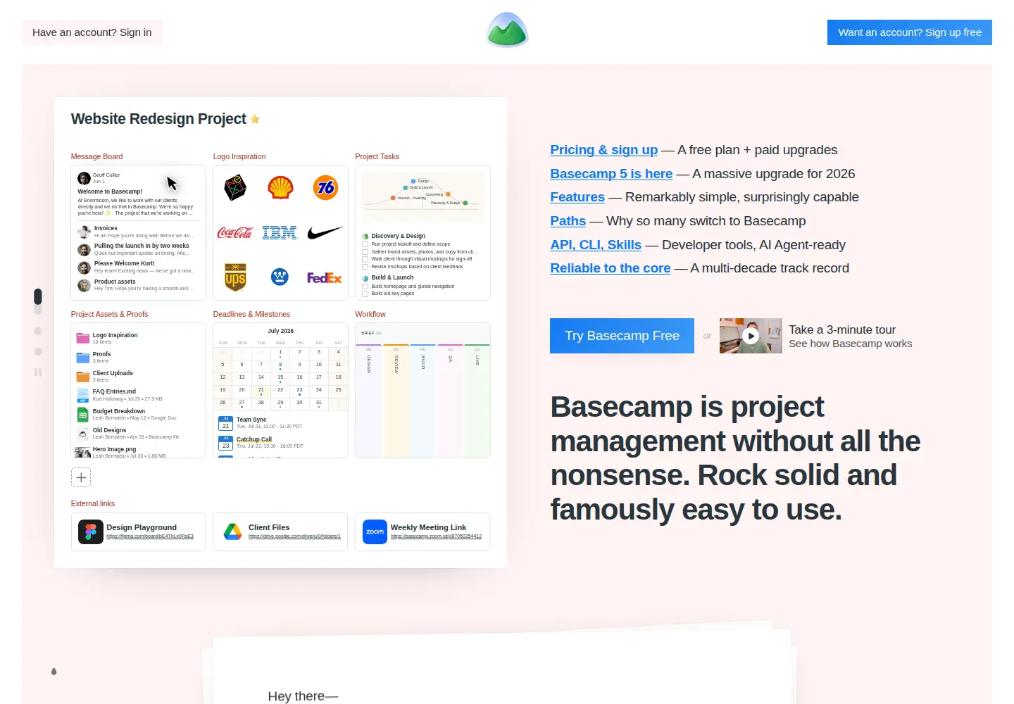 Screenshot of basecamp.com