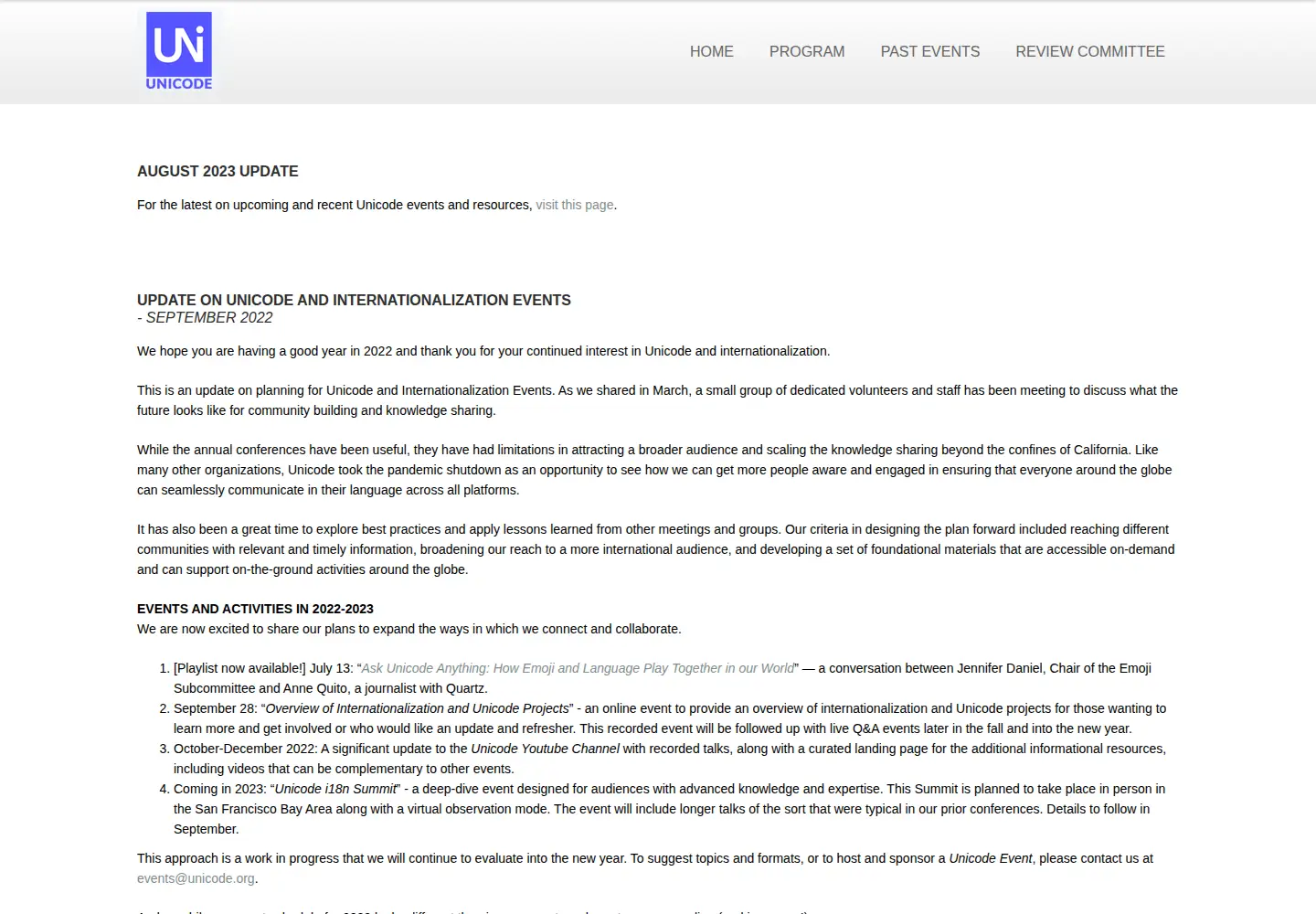 Screenshot of unicodeconference.org