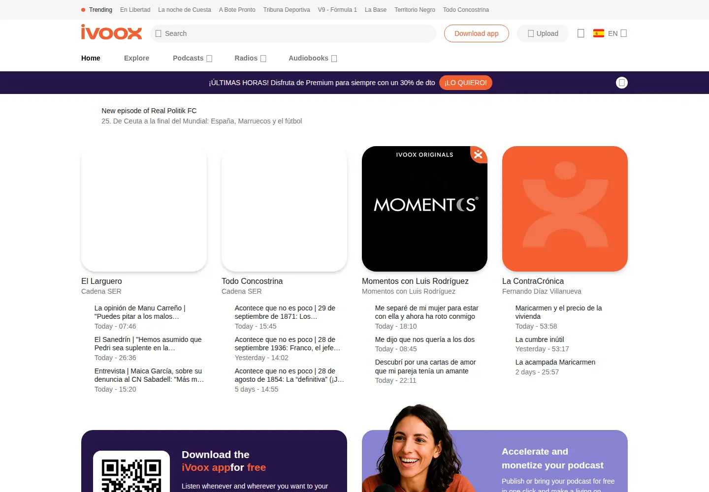 Screenshot of ivoox.com