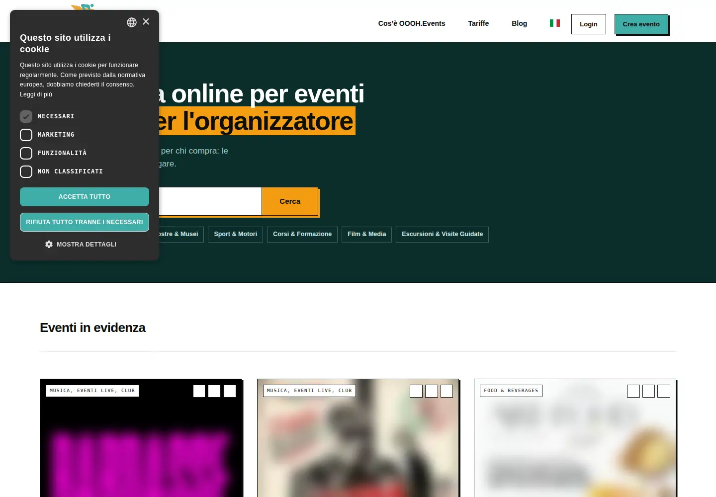 Screenshot of oooh.events