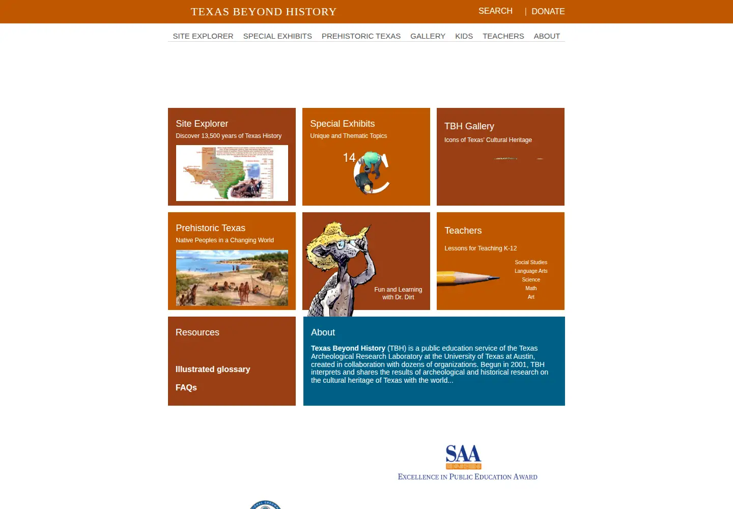 Screenshot of texasbeyondhistory.net