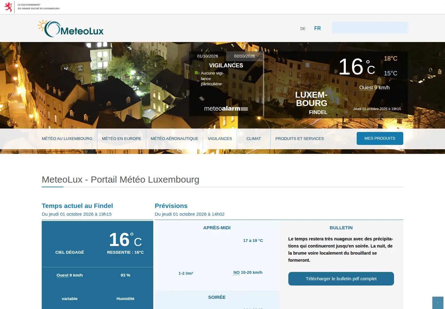 Screenshot of meteolux.lu