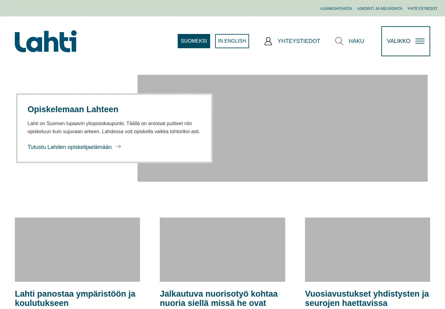 Screenshot of lahti.fi