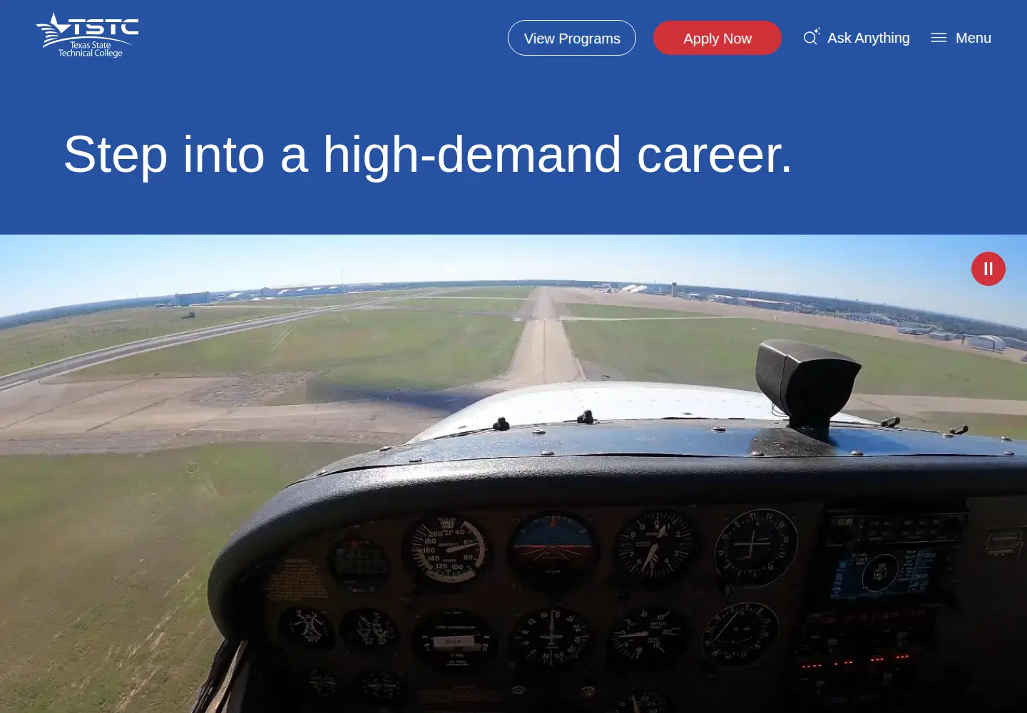 Screenshot of tstc.edu