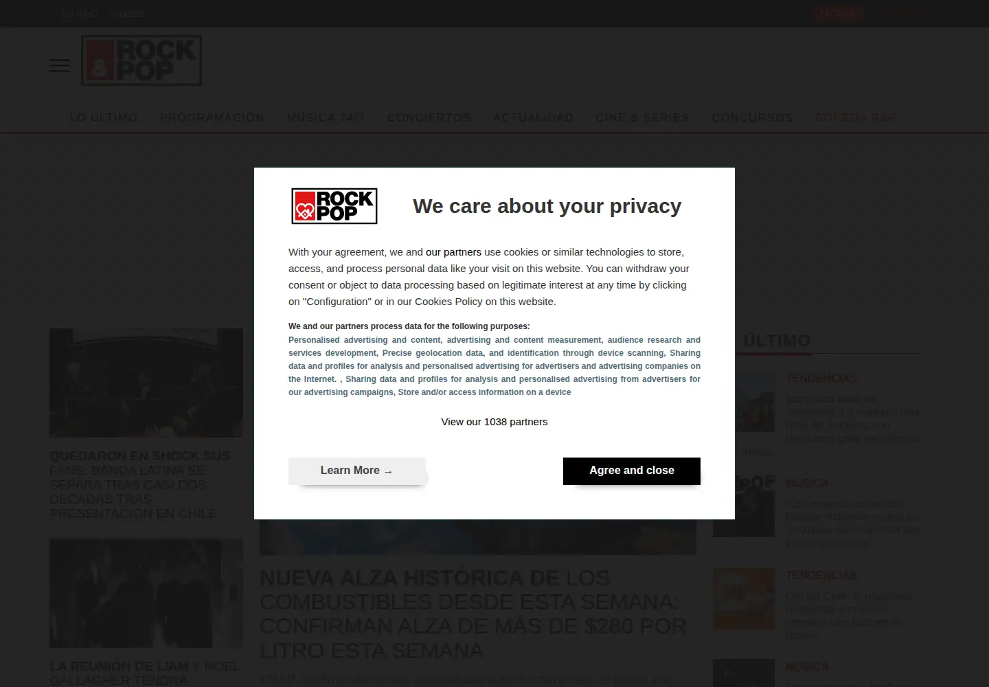 Screenshot of rockandpop.cl