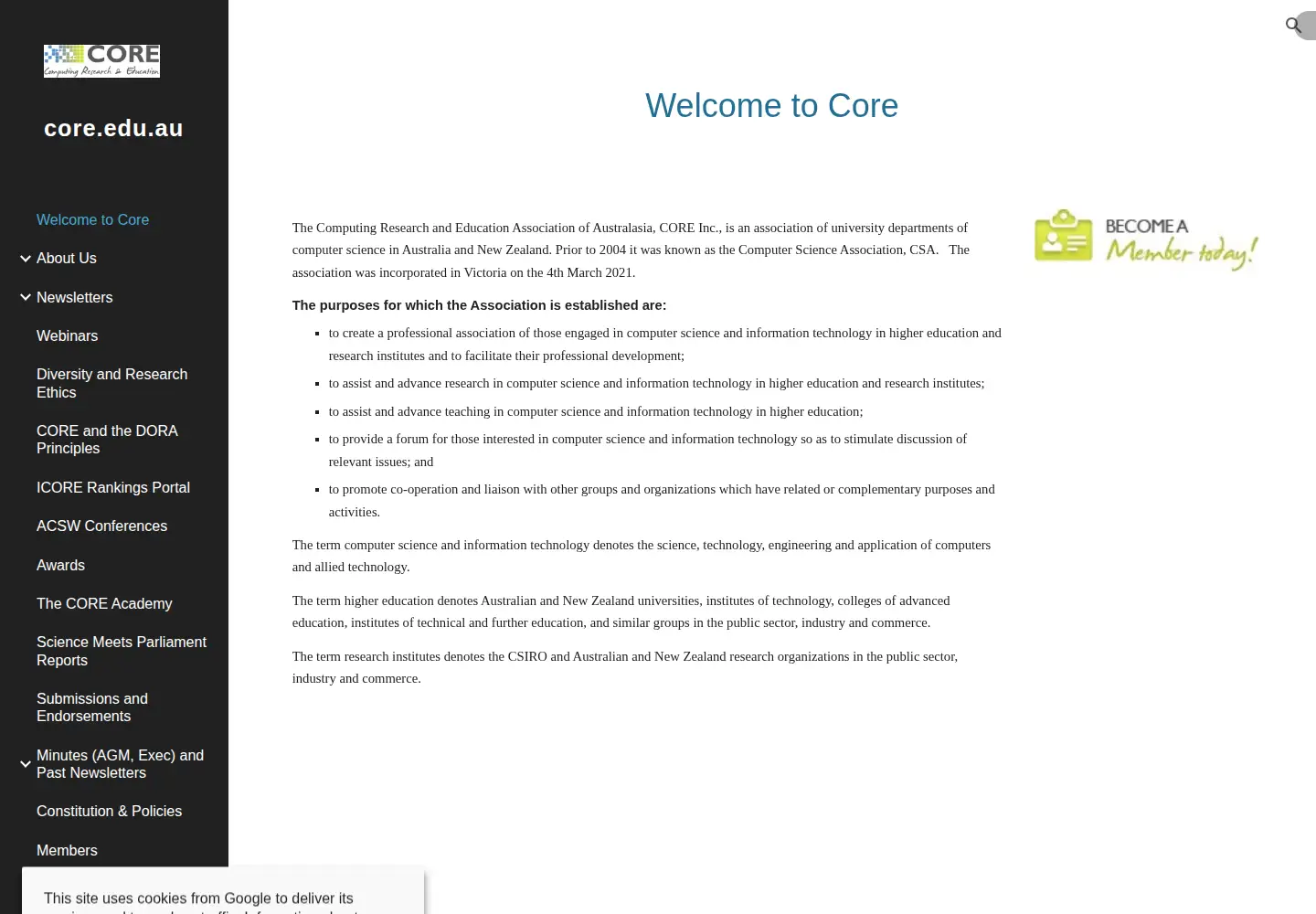 Screenshot of core.edu.au
