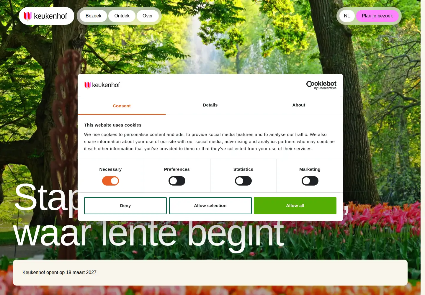 Screenshot of keukenhof.nl