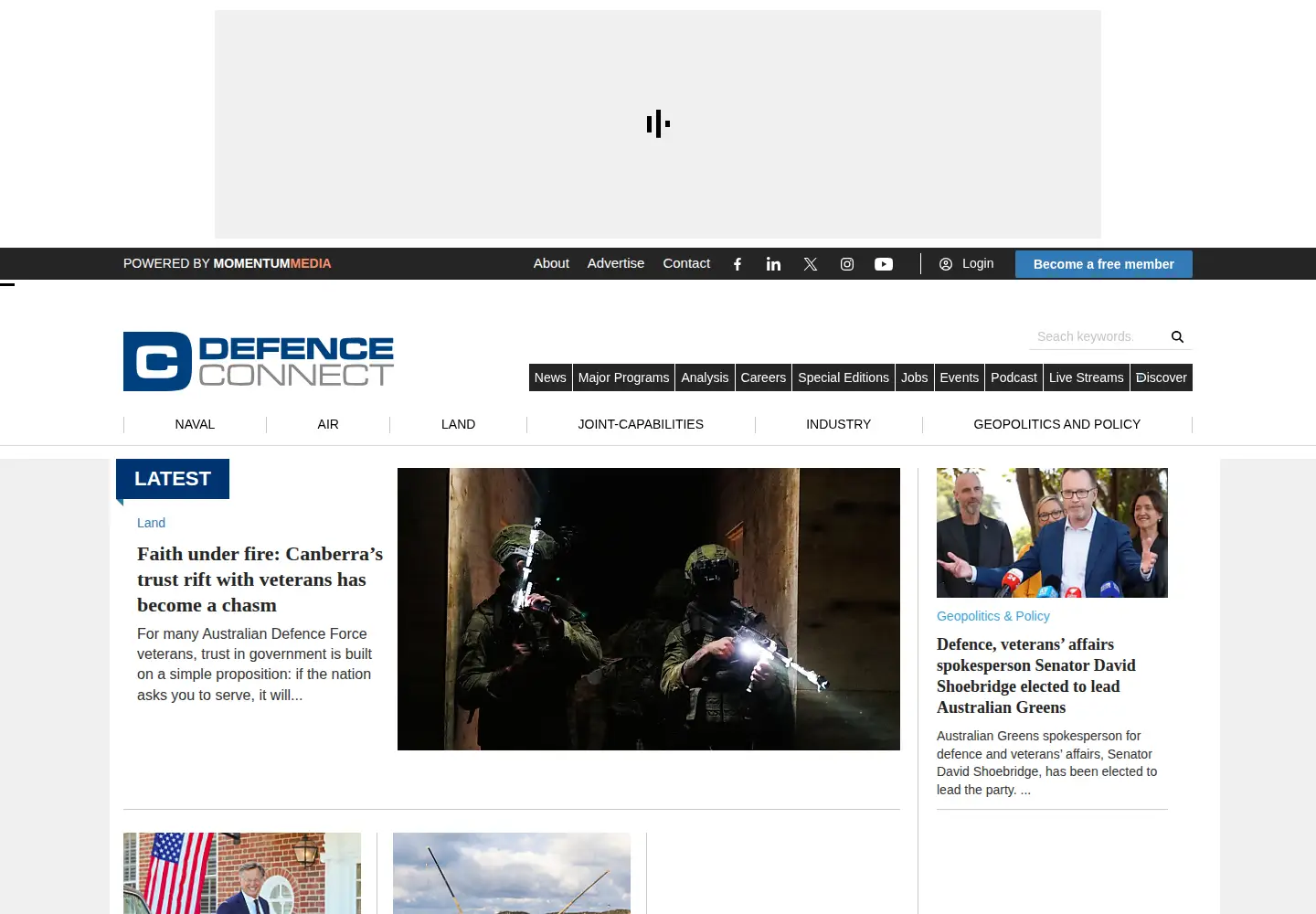 Screenshot of defenceconnect.com.au