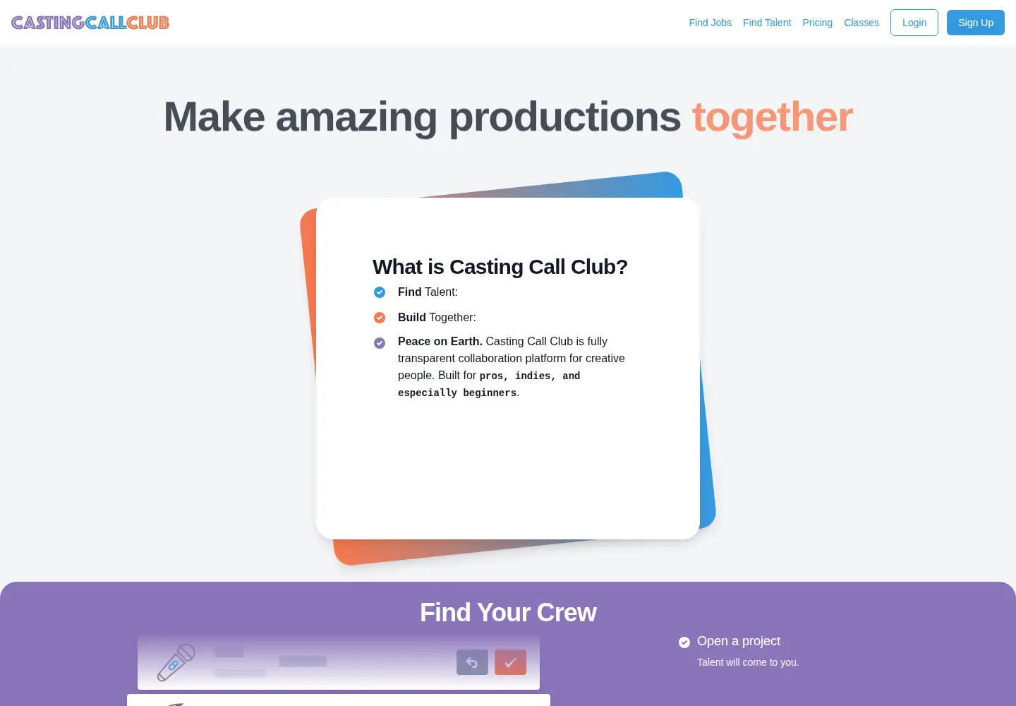 Screenshot of castingcall.club