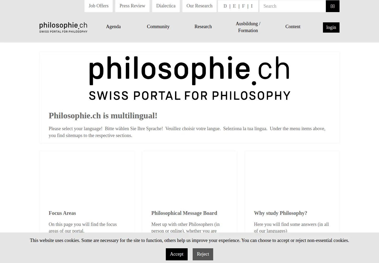 Screenshot of philosophie.ch