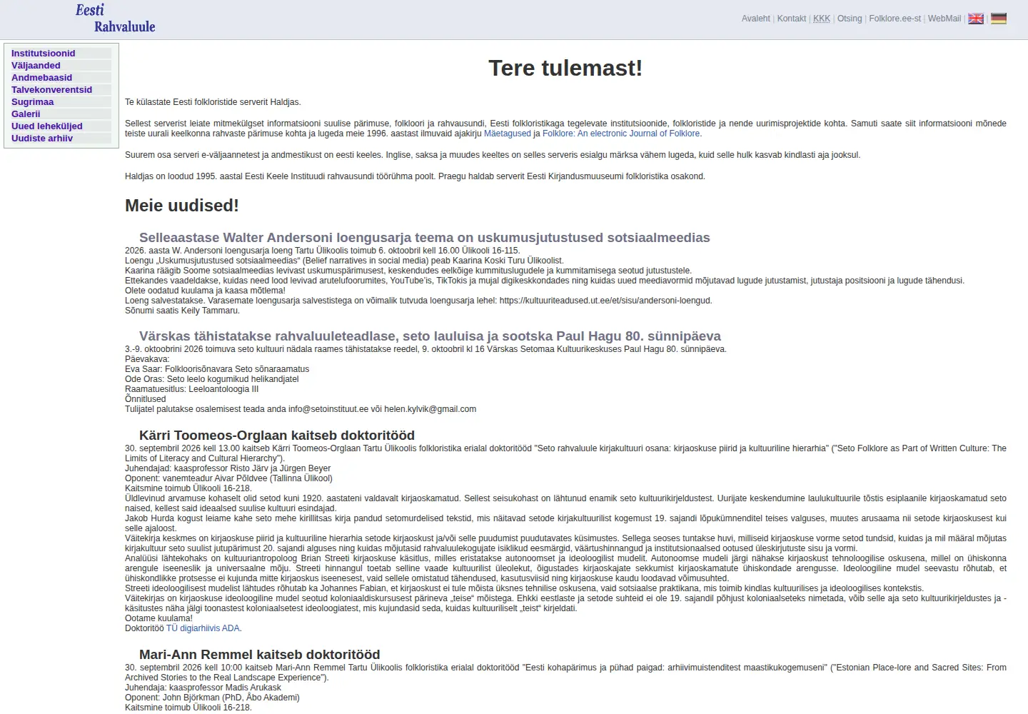 Screenshot of folklore.ee