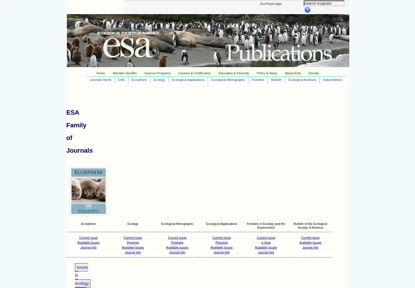 Screenshot of esapubs.org