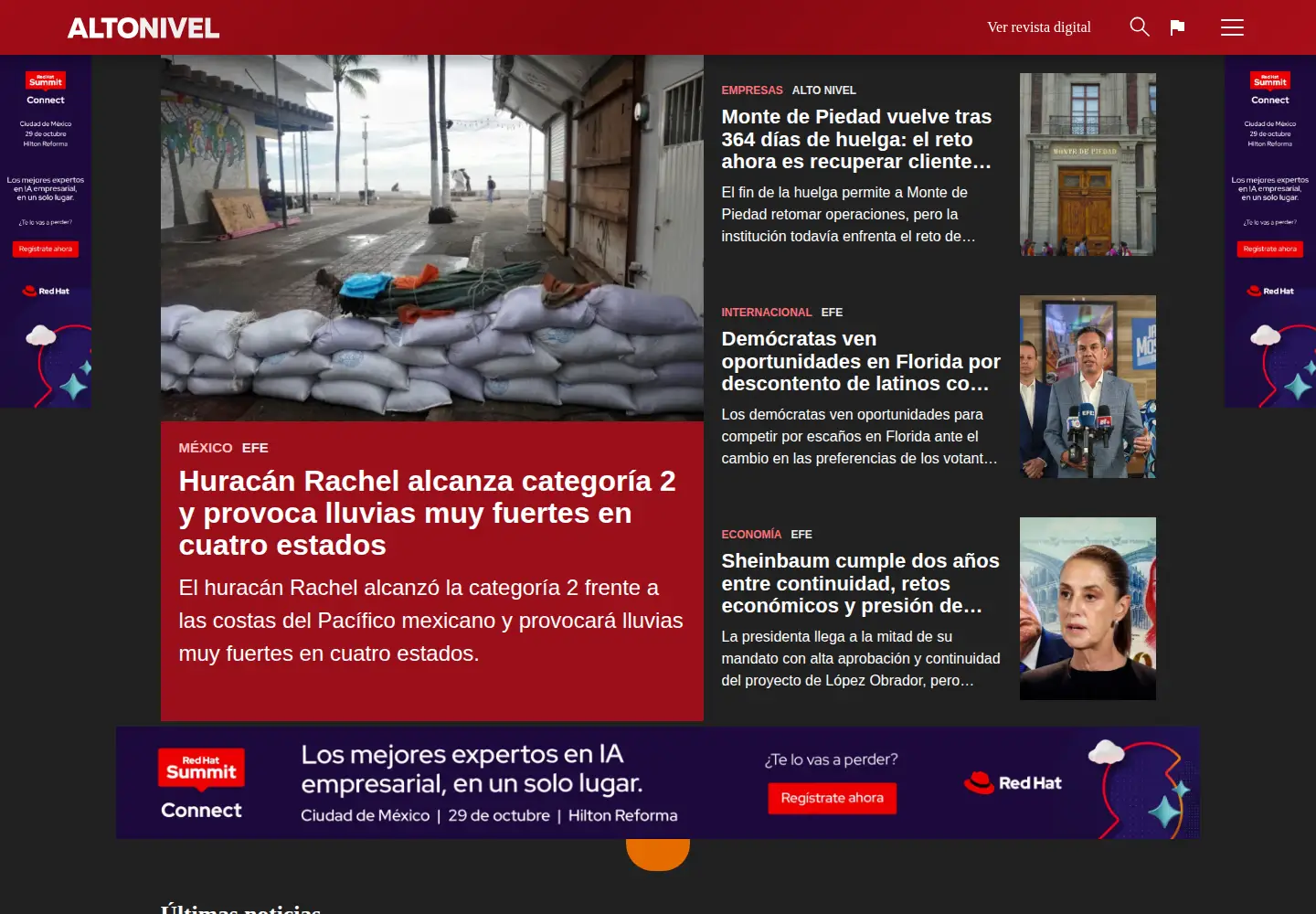 Screenshot of altonivel.com.mx