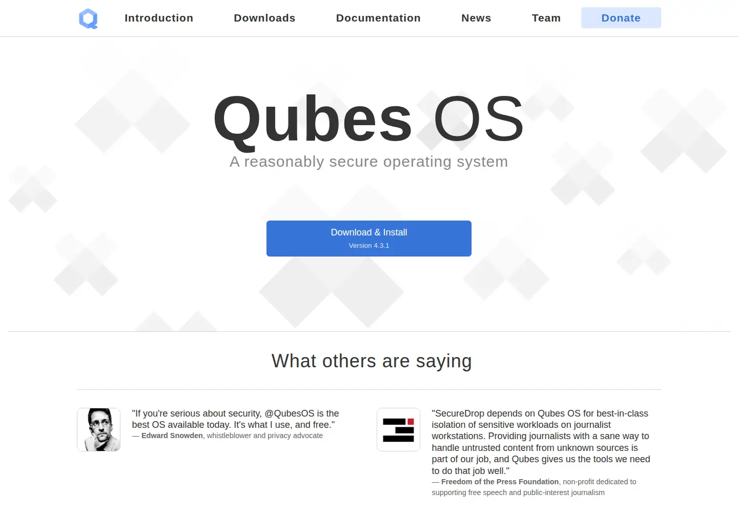 Screenshot of qubes-os.org