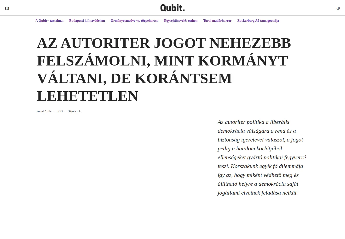 Screenshot of qubit.hu