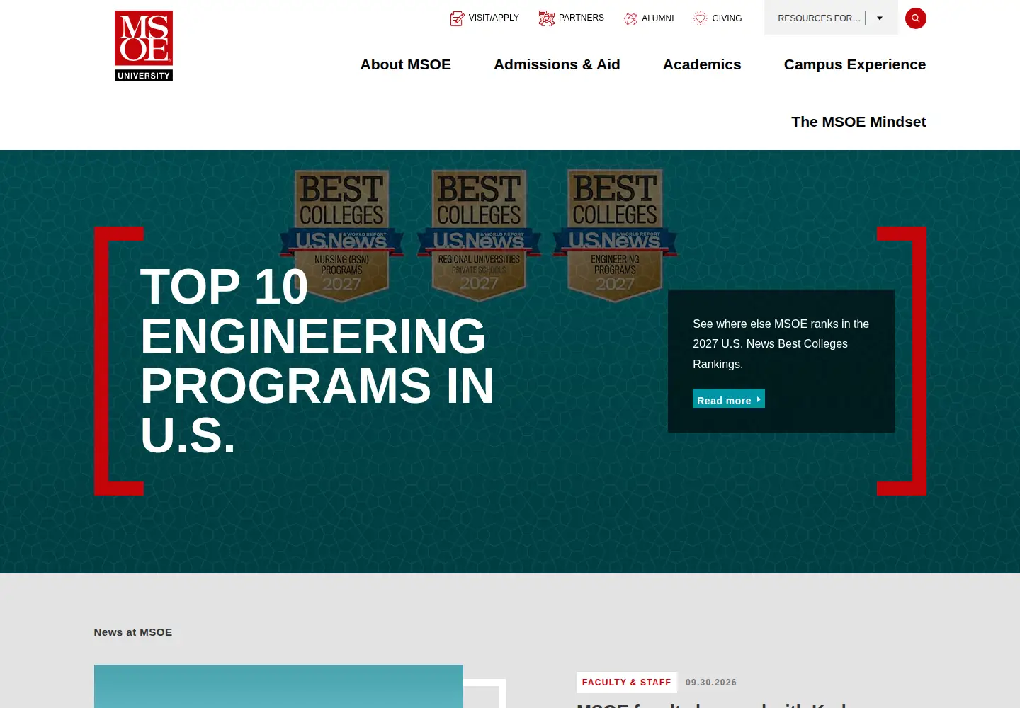 Screenshot of msoe.edu