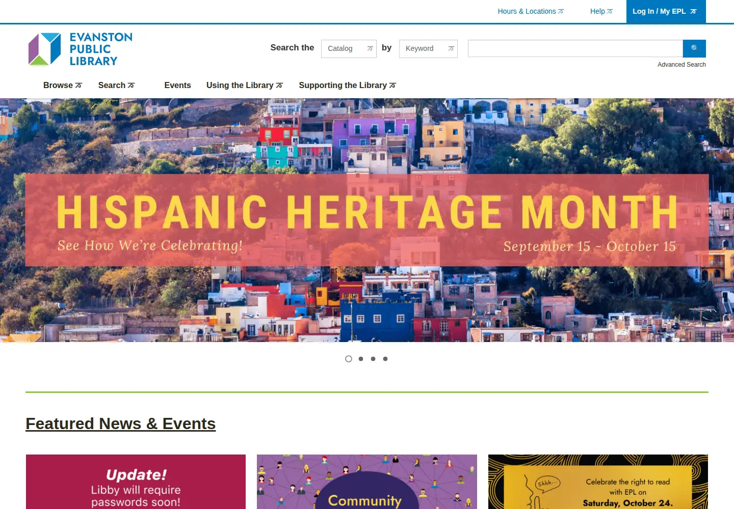 Screenshot of epl.org