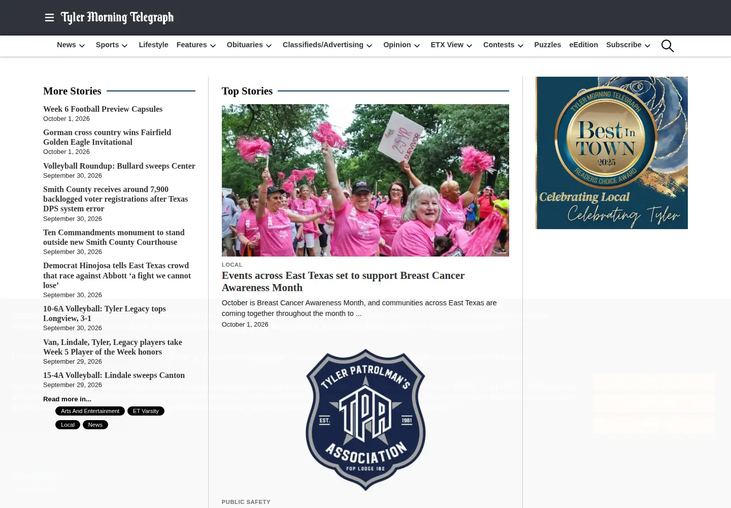 Screenshot of tylerpaper.com