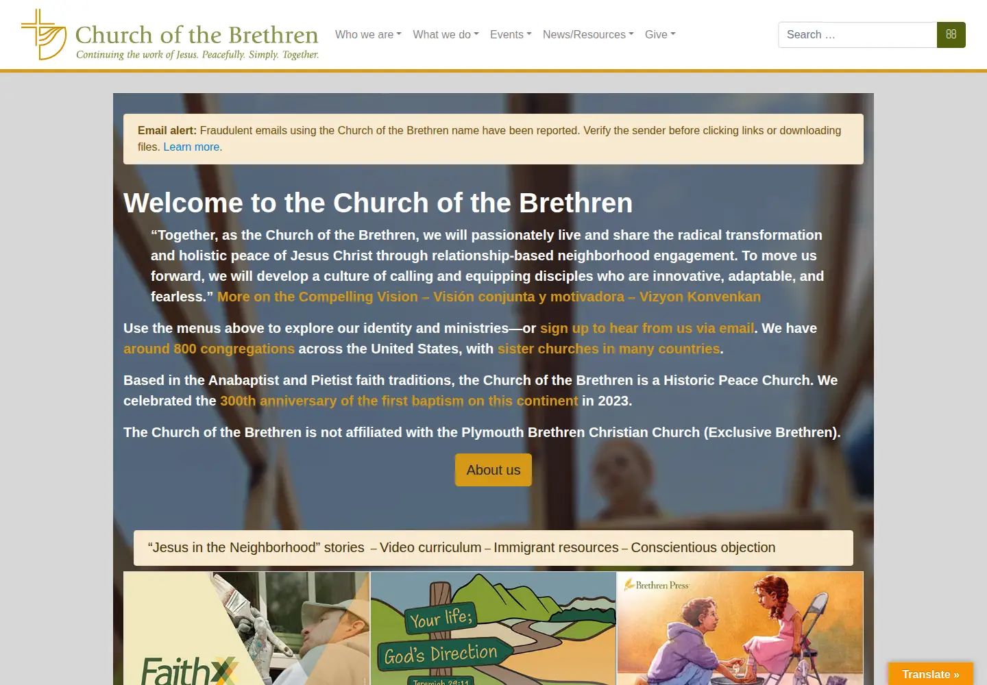 Screenshot of brethren.org