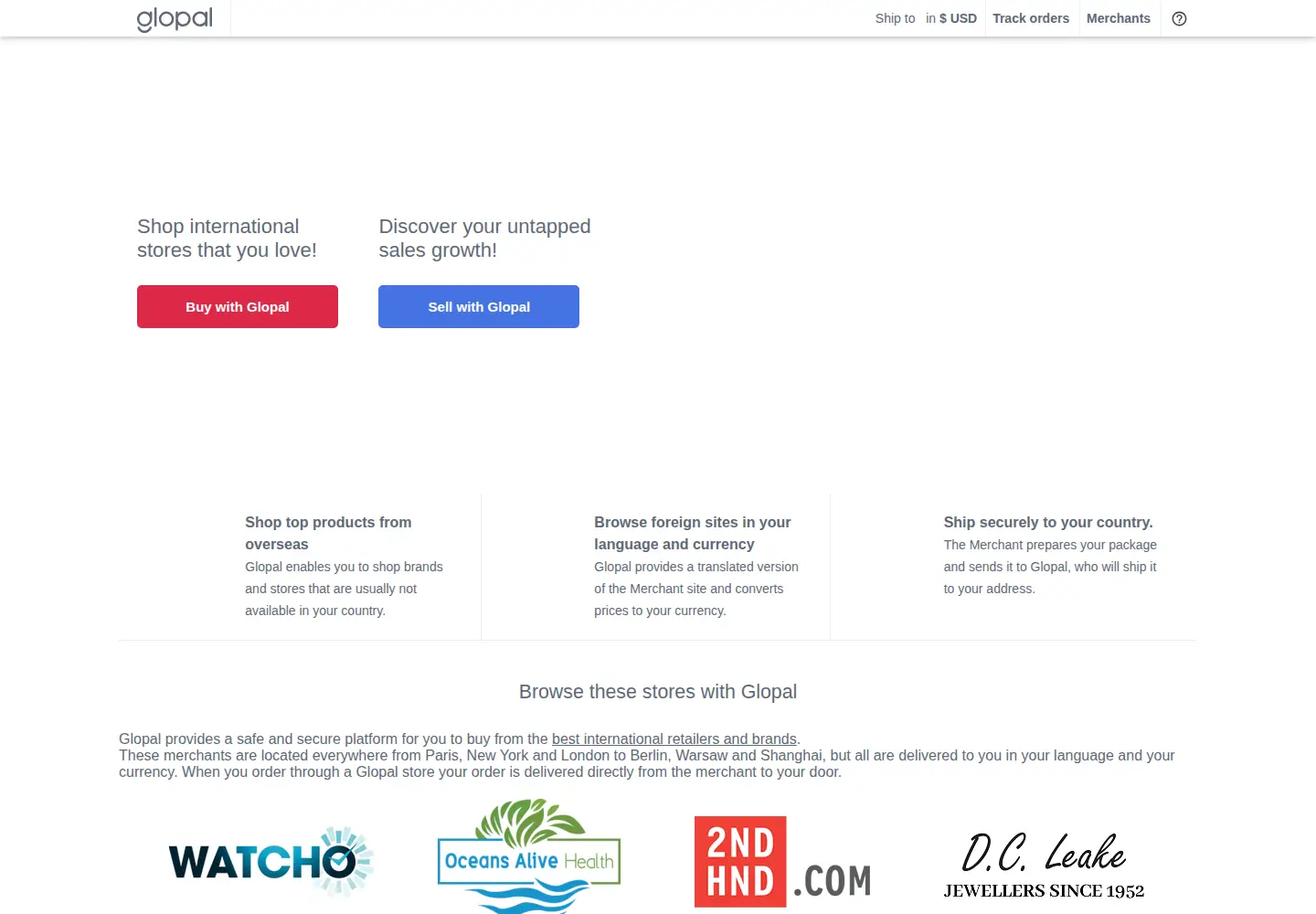 Screenshot of glopalstore.com