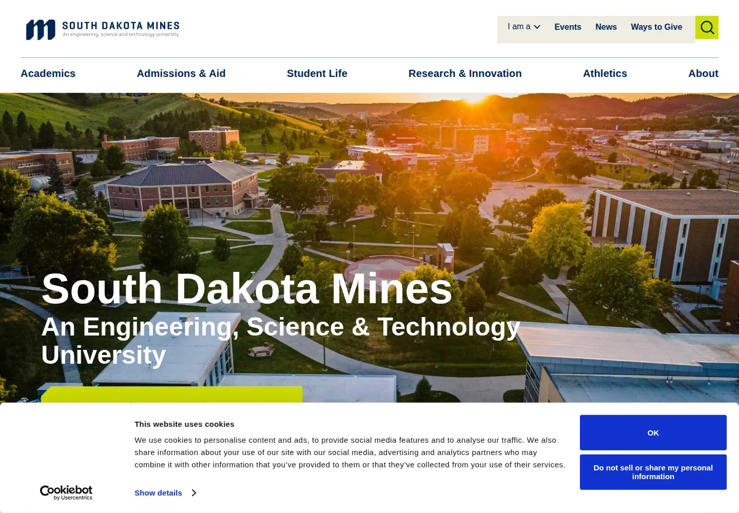 Screenshot of sdsmt.edu