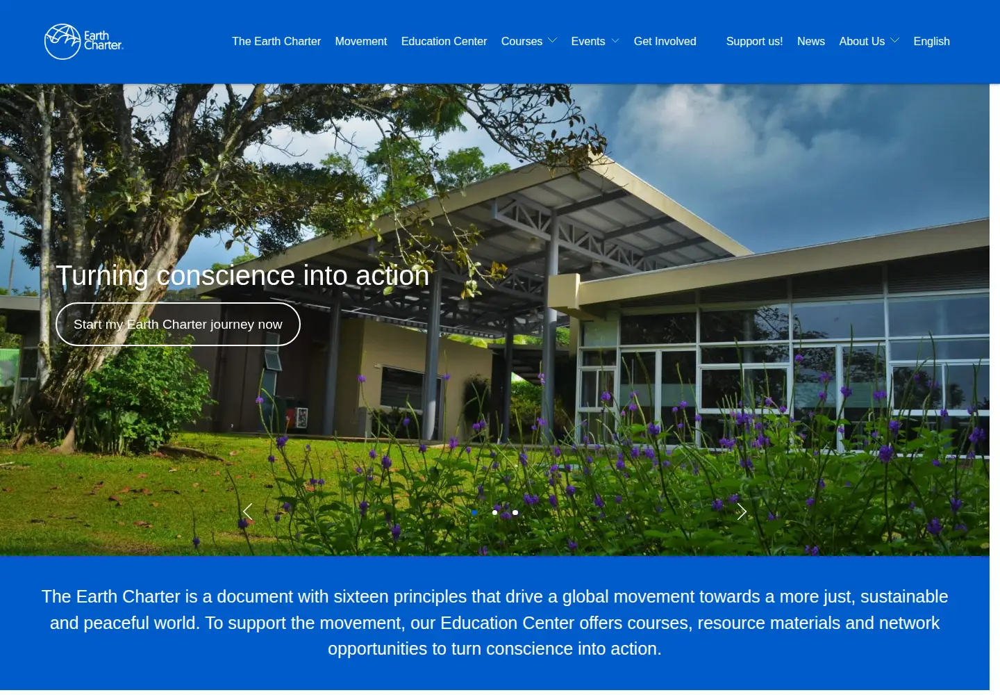 Screenshot of earthcharter.org