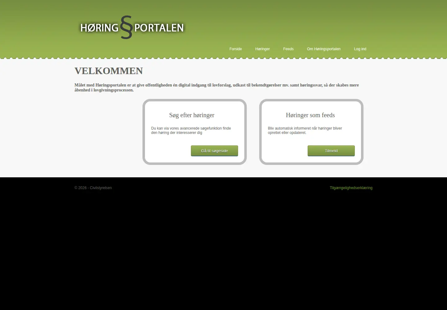 Screenshot of hoeringsportalen.dk
