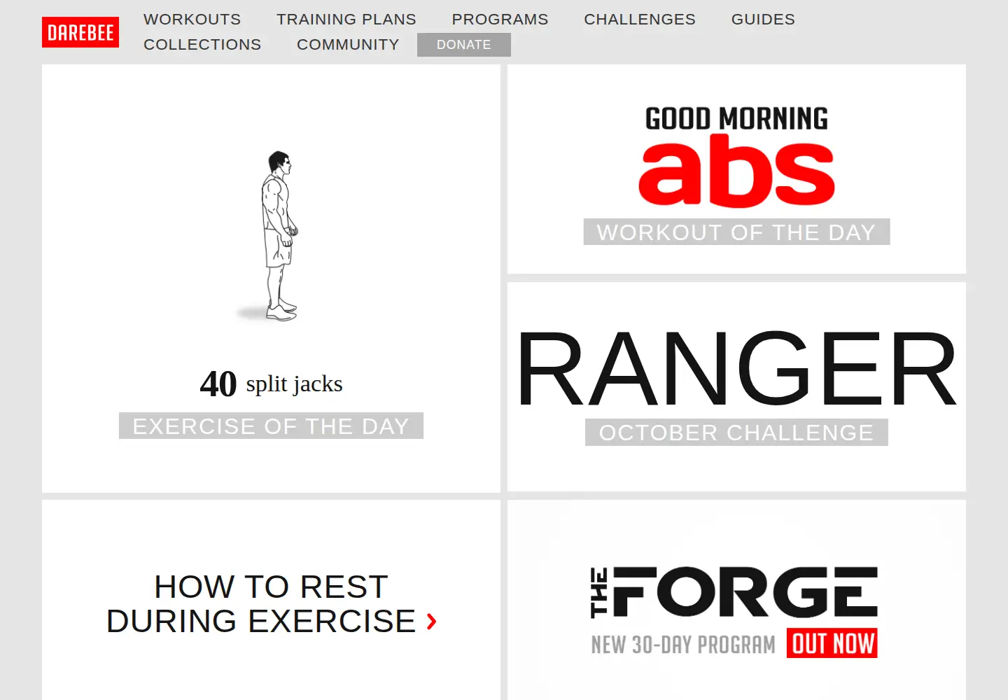 Screenshot of darebee.com