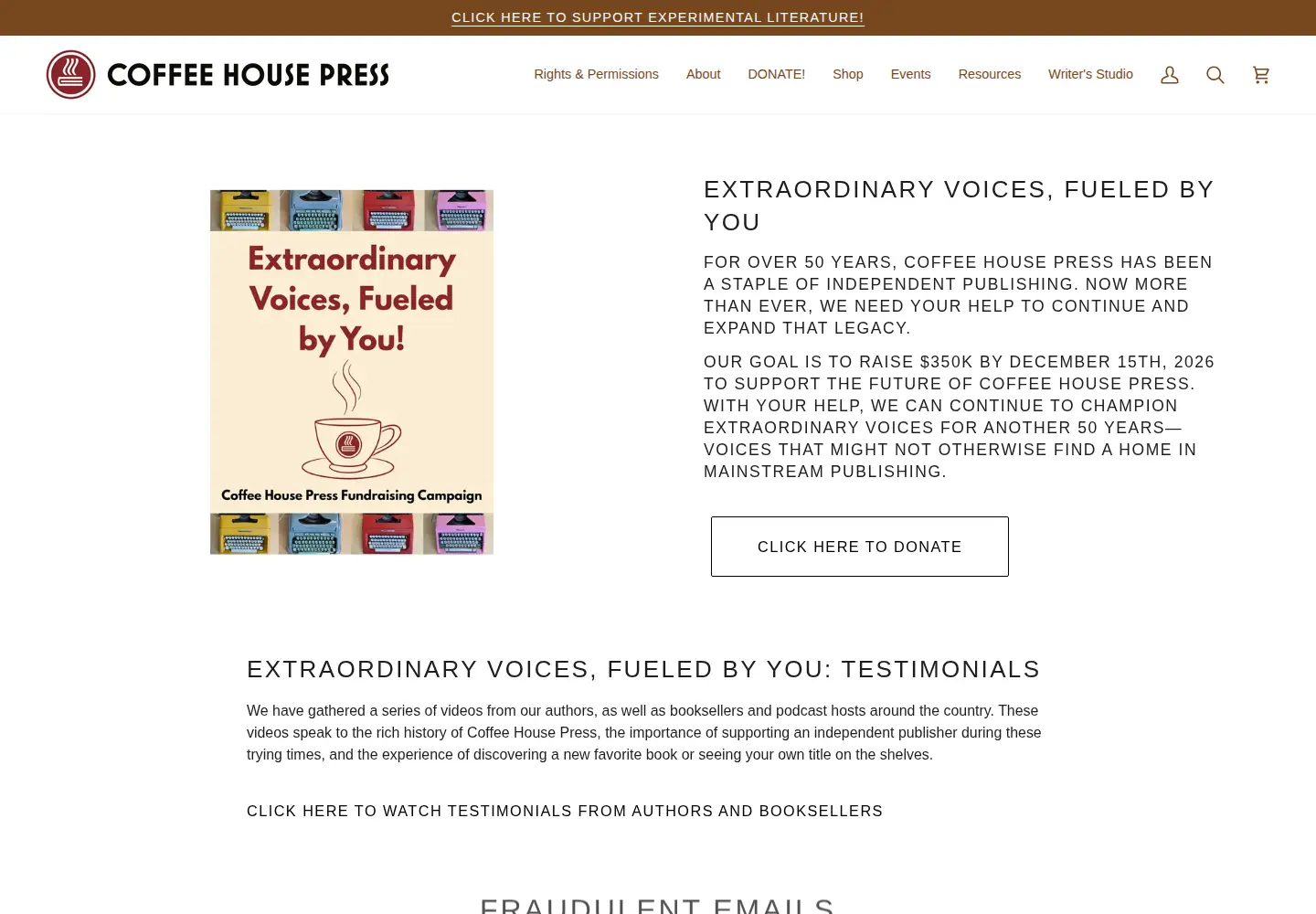 Screenshot of coffeehousepress.org