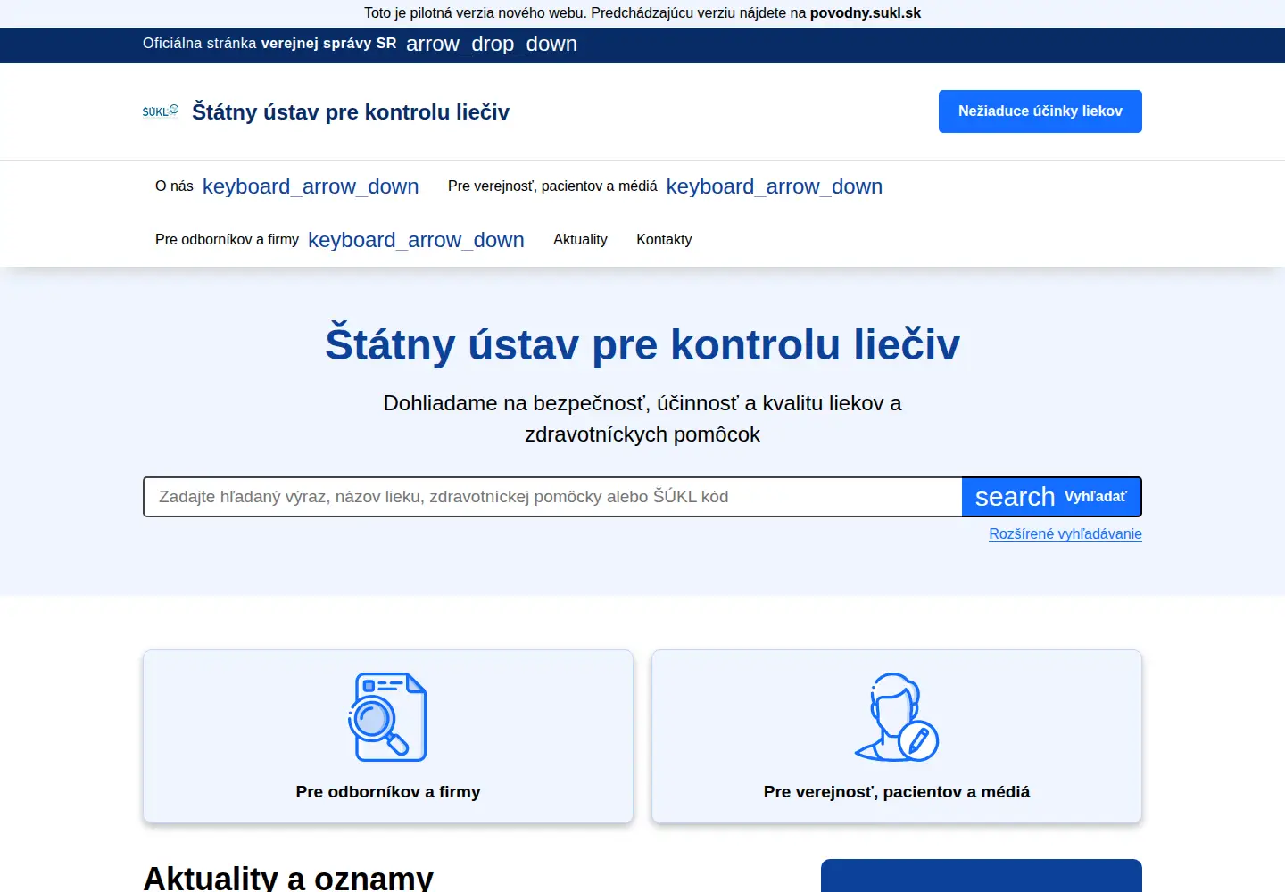 Screenshot of sukl.sk