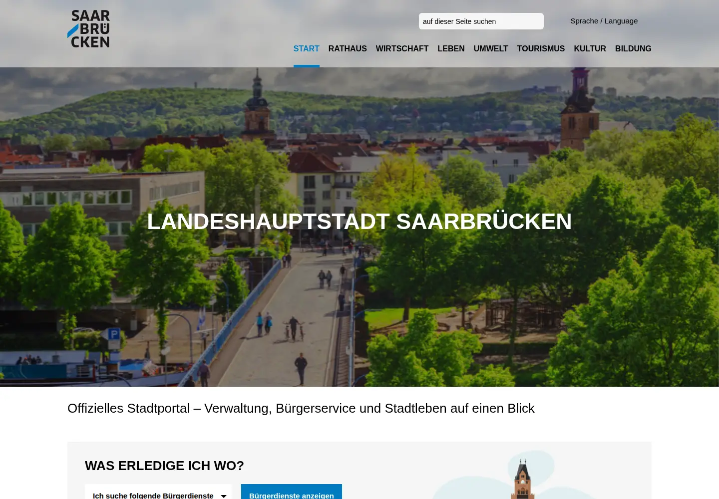 Screenshot of saarbruecken.de