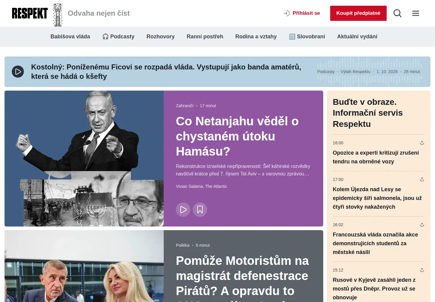 Screenshot of respekt.cz