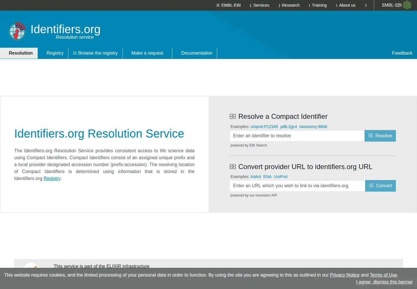 Screenshot of identifiers.org