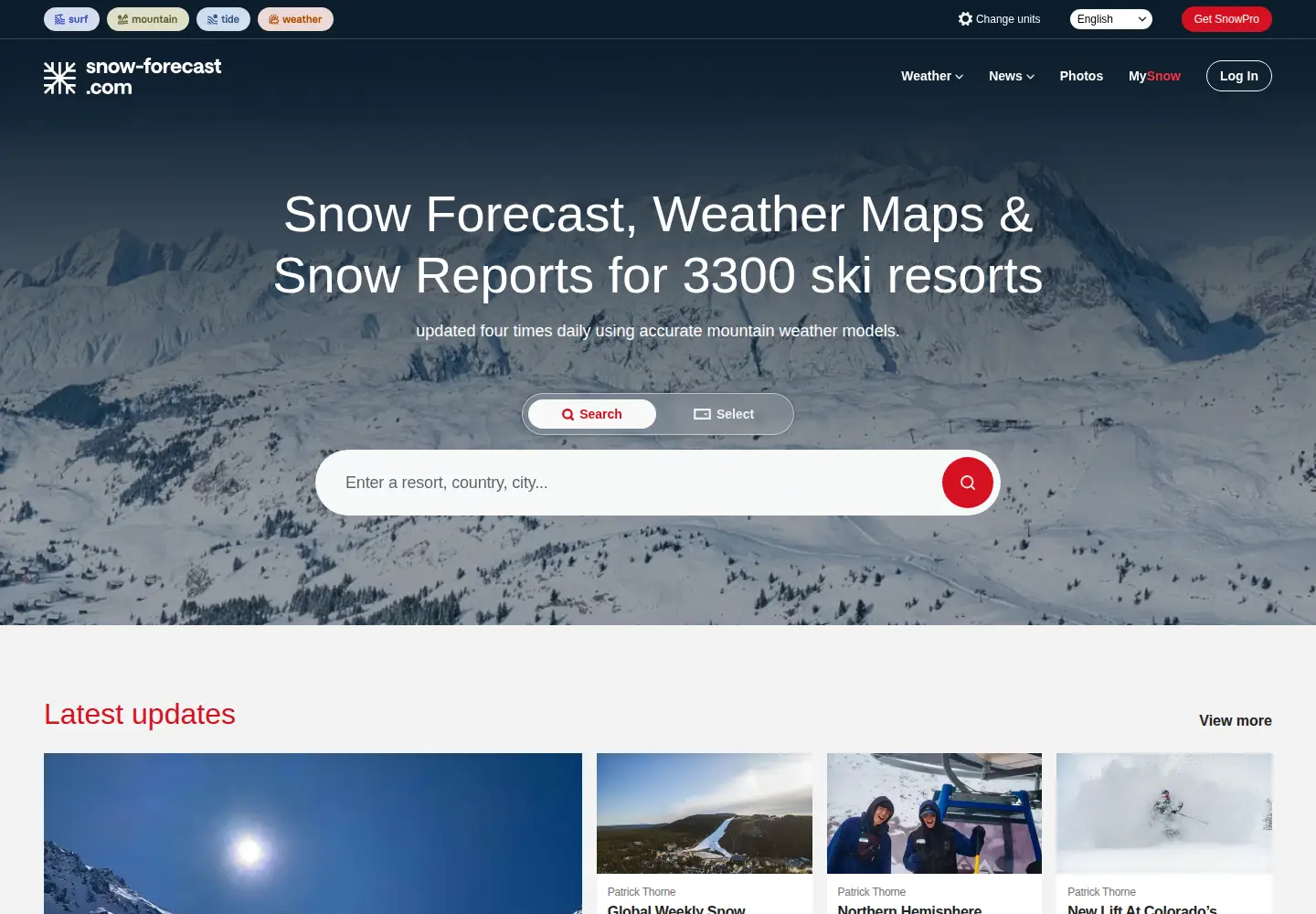 Screenshot of snow-forecast.com