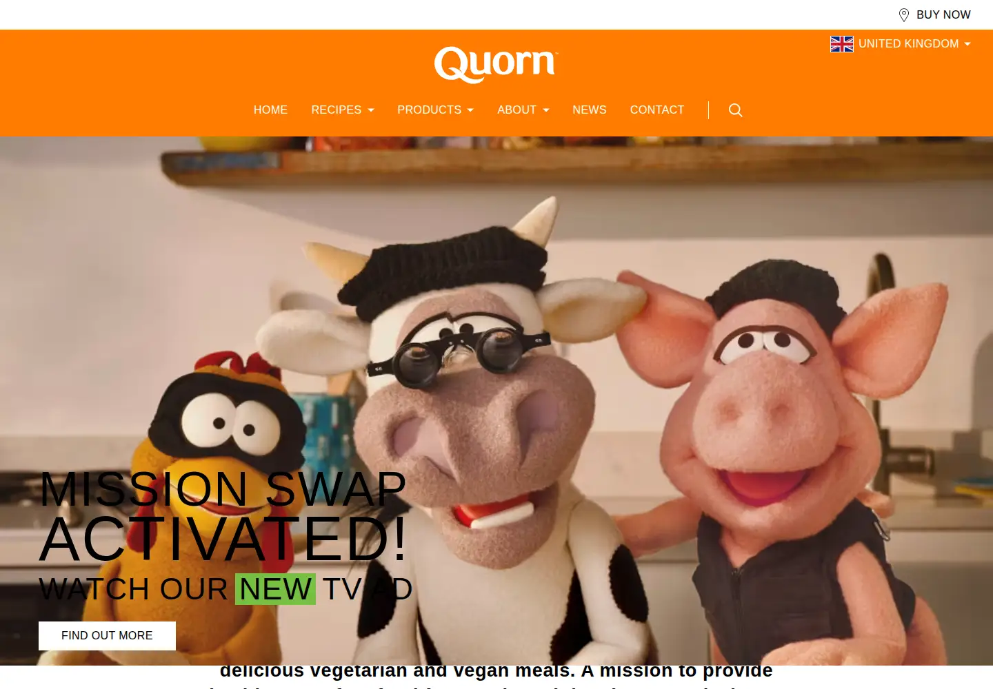 Screenshot of quorn.co.uk