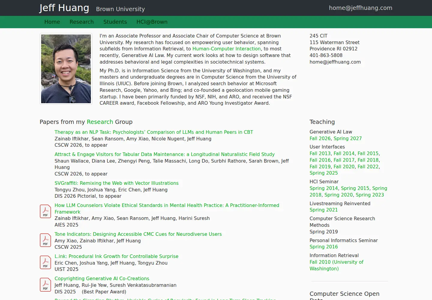 Screenshot of jeffhuang.com