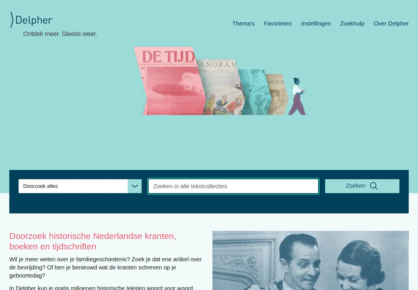 Screenshot of delpher.nl