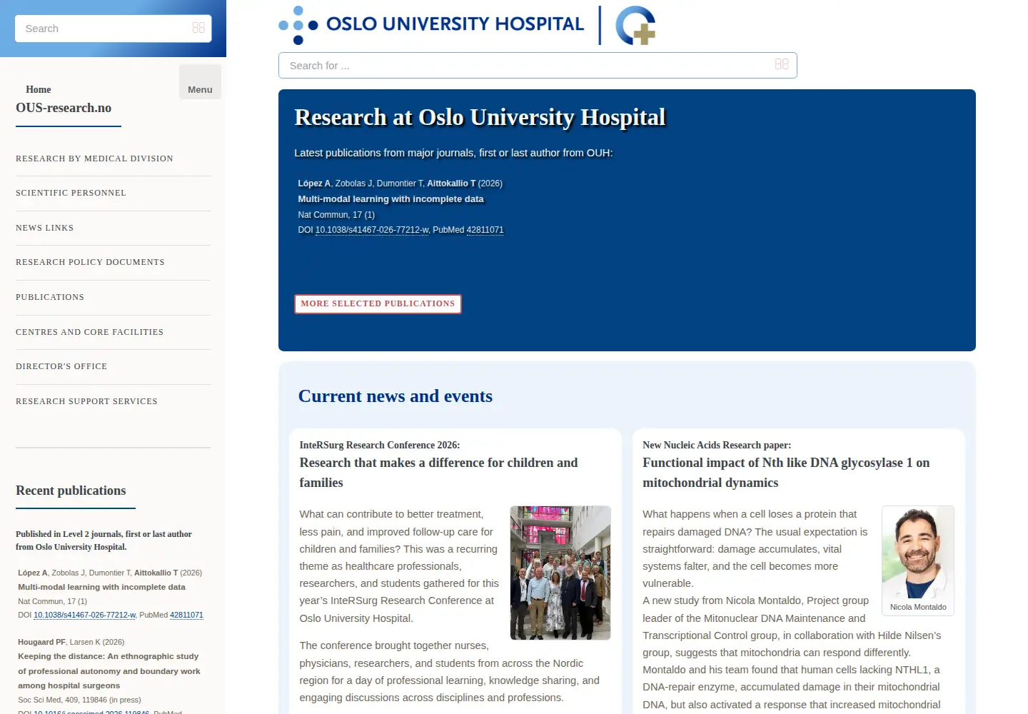 Screenshot of ous-research.no