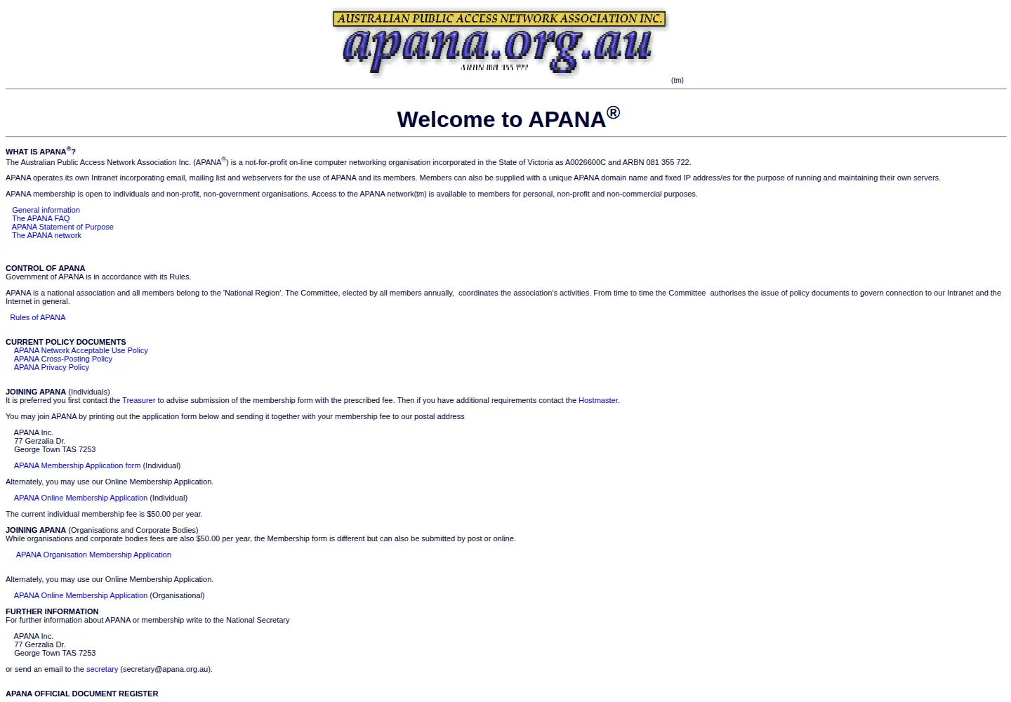Screenshot of apana.org.au