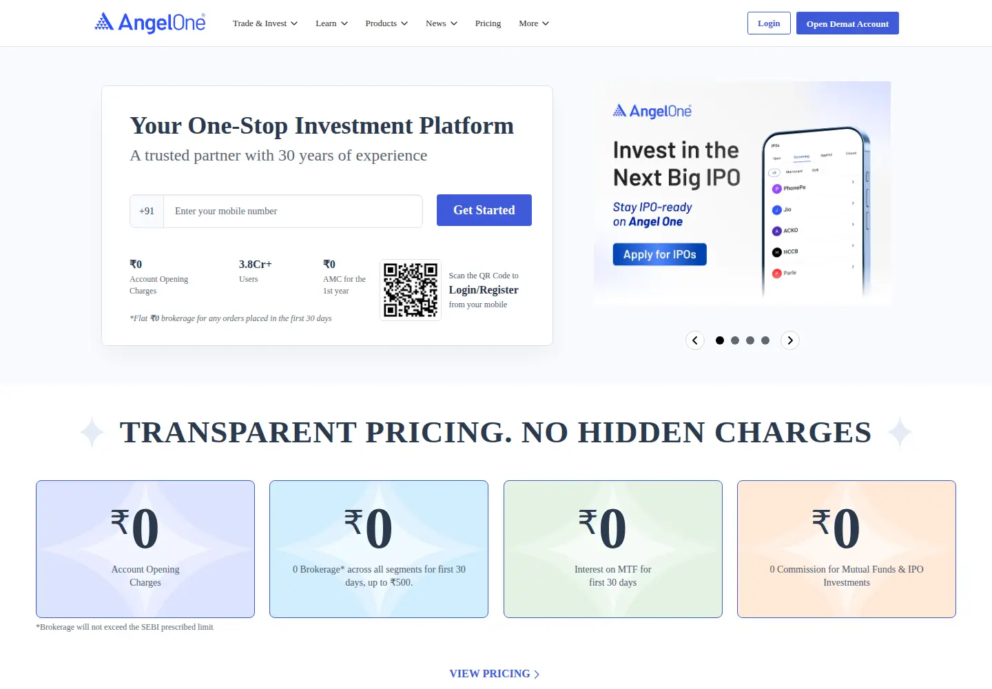 Screenshot of angelone.in