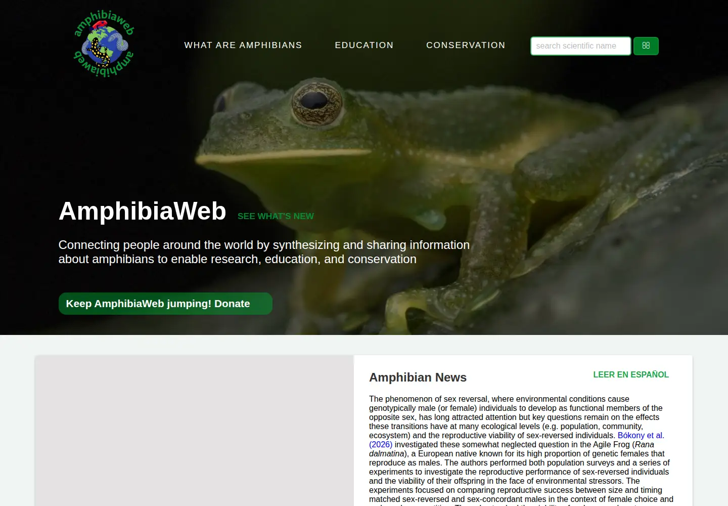 Screenshot of amphibiaweb.org