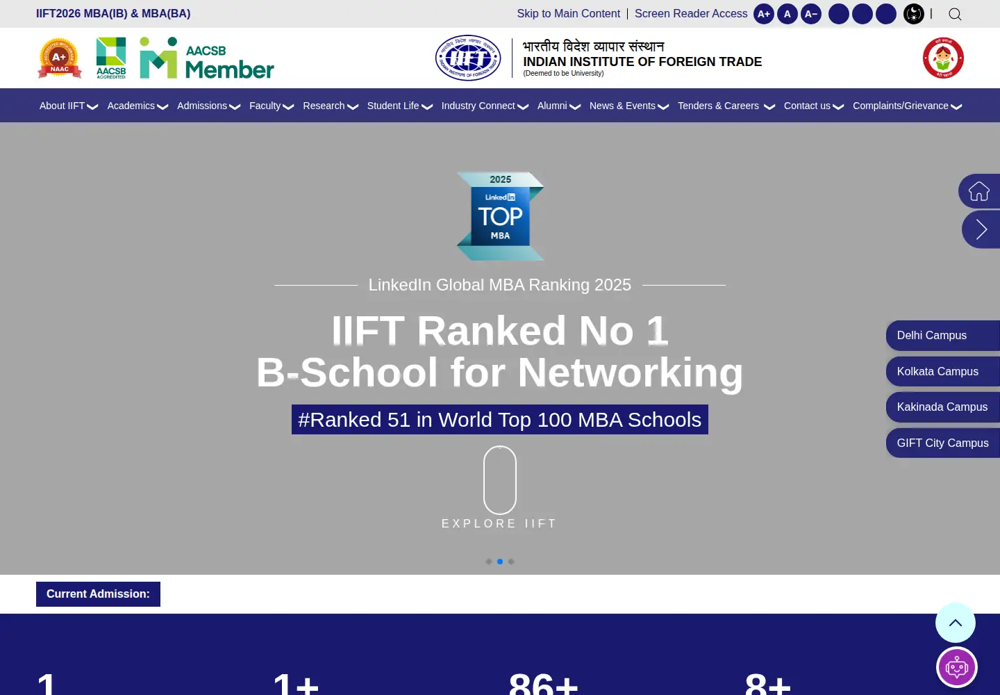 Screenshot of iift.ac.in