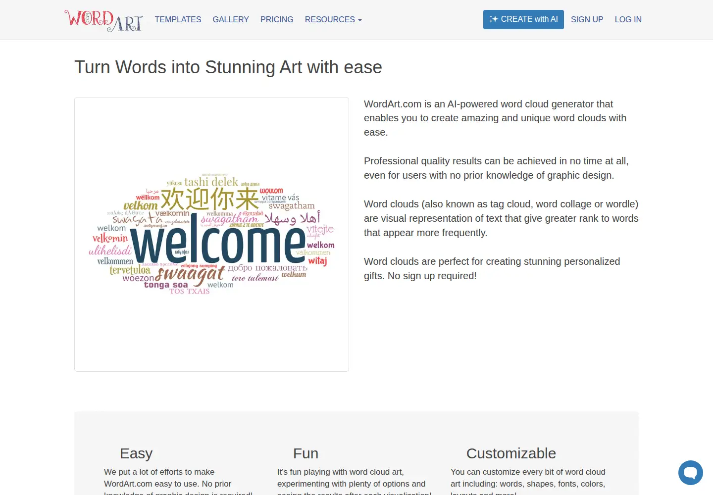Screenshot of wordart.com