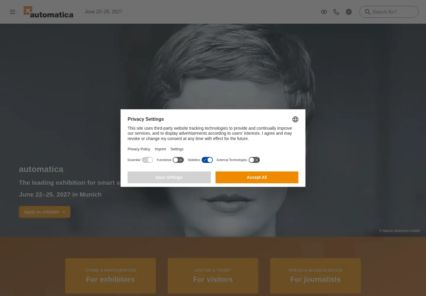 Screenshot of automatica-munich.com