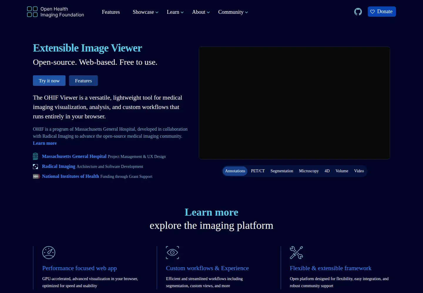 Screenshot of ohif.org