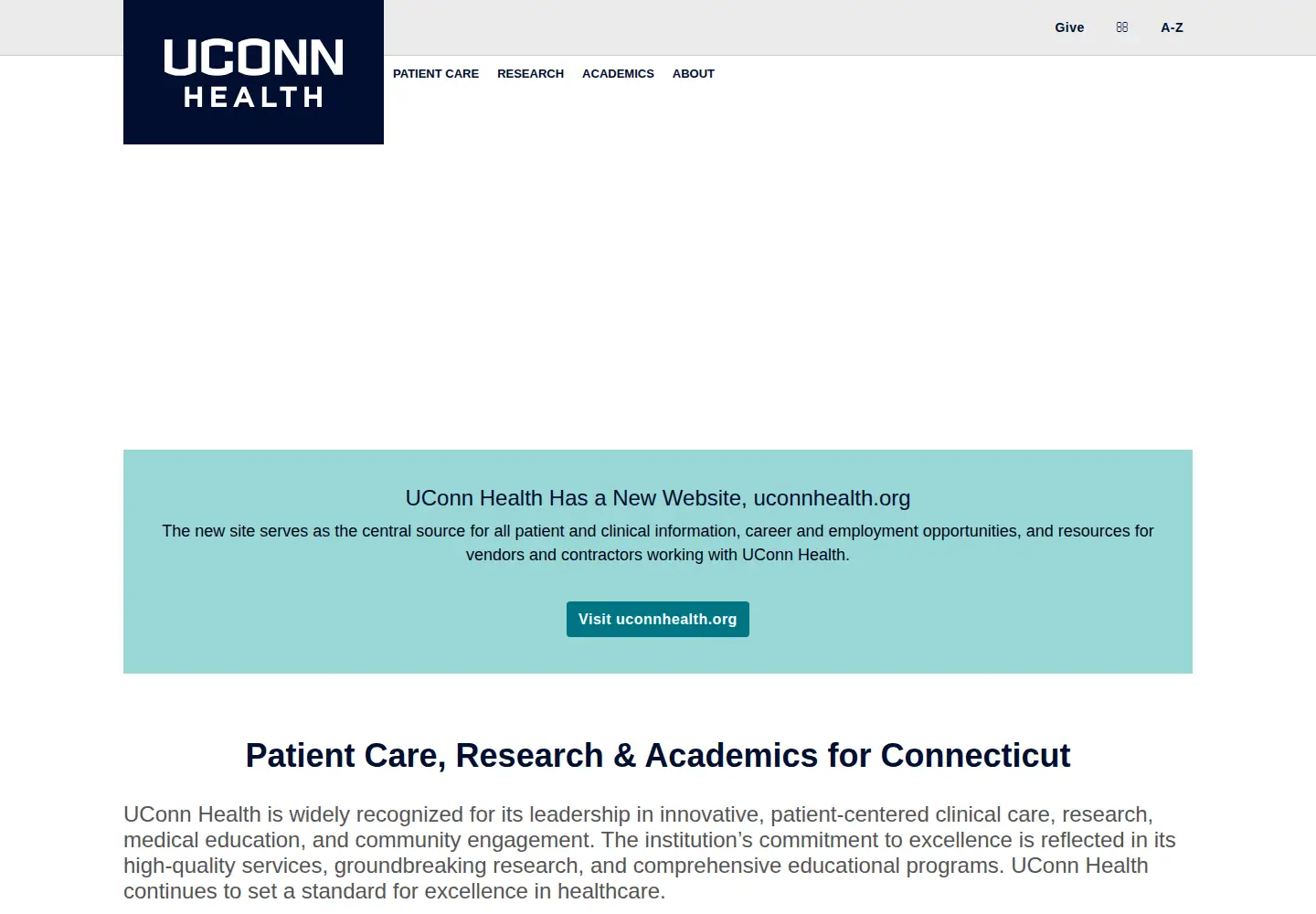 Screenshot of uchc.edu