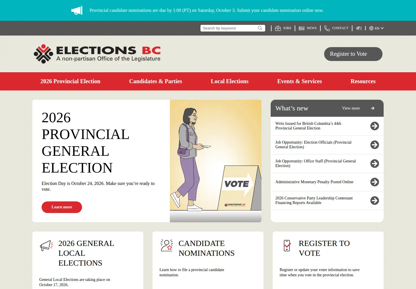 Screenshot of elections.bc.ca