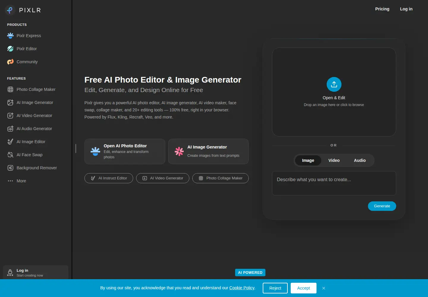 Screenshot of pixlr.com