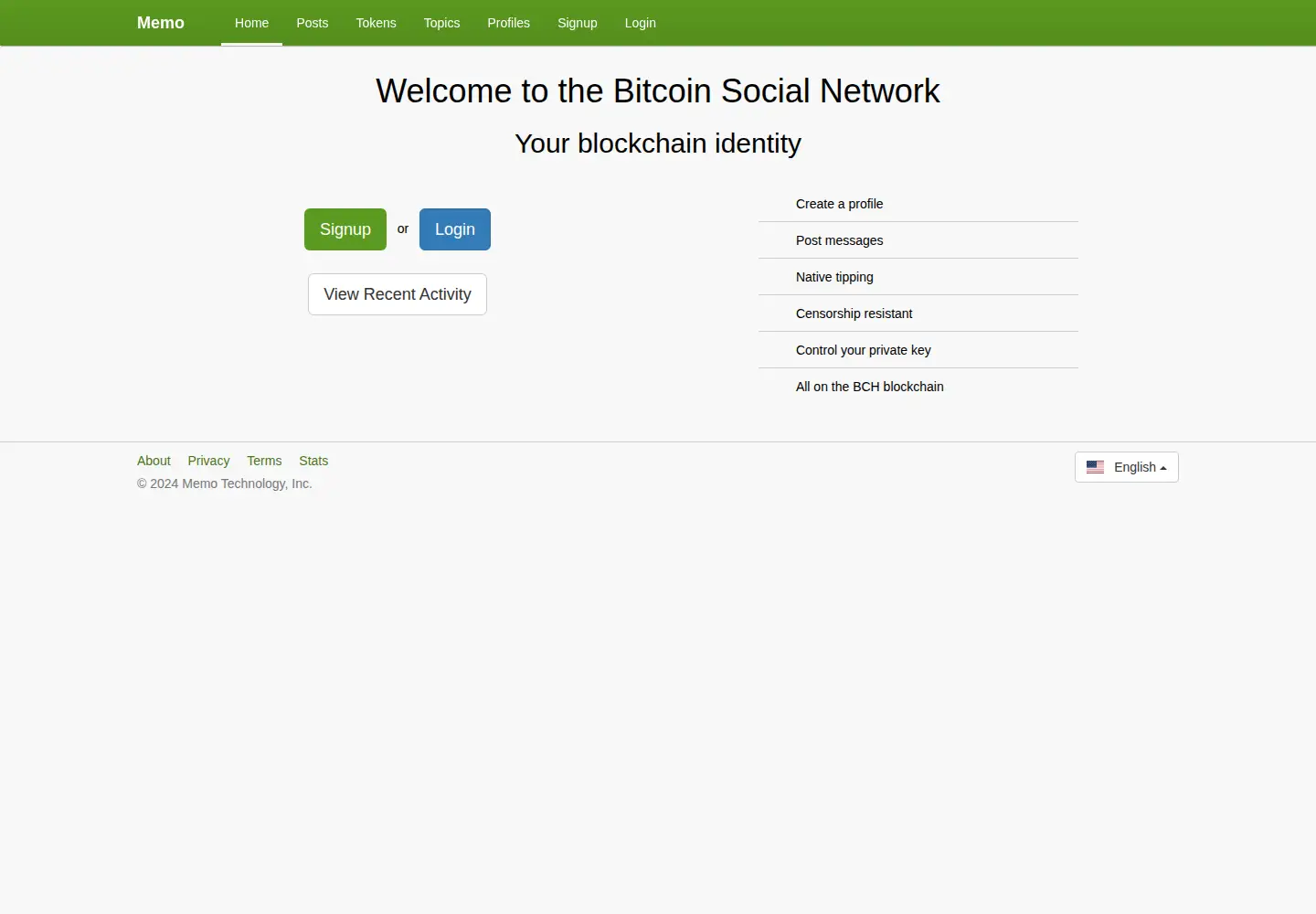Screenshot of memo.cash