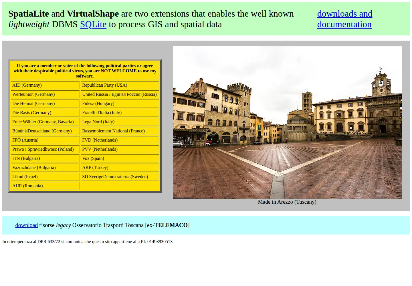 Screenshot of gaia-gis.it